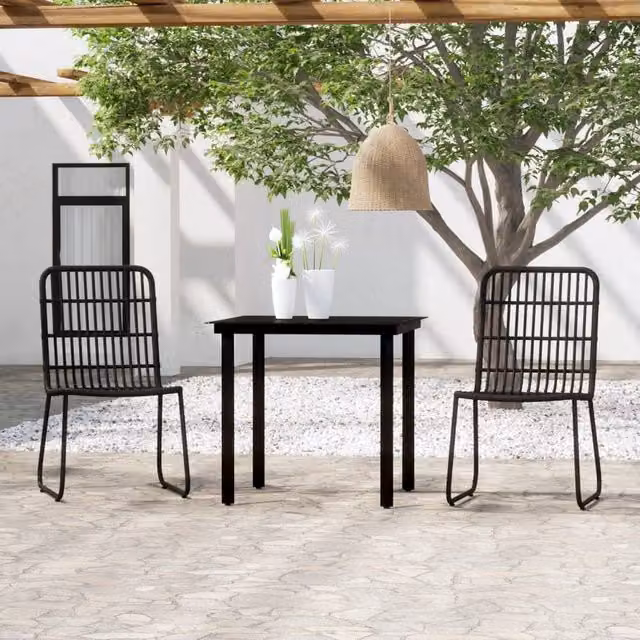 Berkfield Home 3 Piece Modern Garden Dining Set in Black