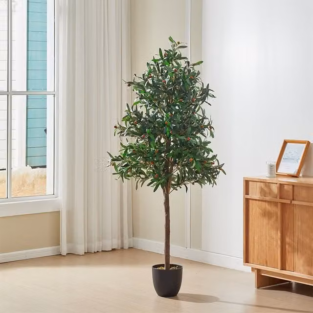Breeins Green Artificial Mediterranean Olive Tree in Pot, Height: 175 cm