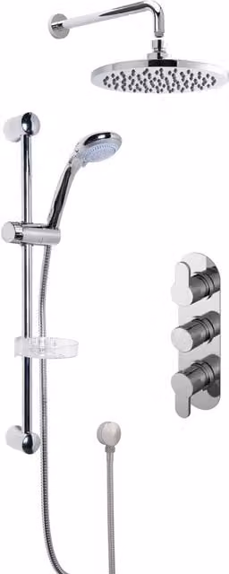 Balterley Concealed Triple Valve Multi Function Slide Rail Kit with Overhead Shower and Diverter in Chrome Silver