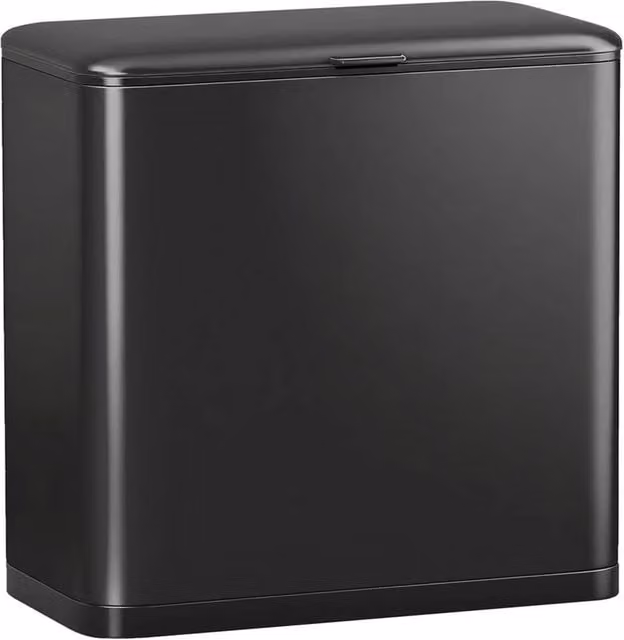 EONLION Black Stainless Steel Wall Mounted Rubbish Bin with Removable Inner Bucket and Flip Lid, Height: 100 cm – 1
