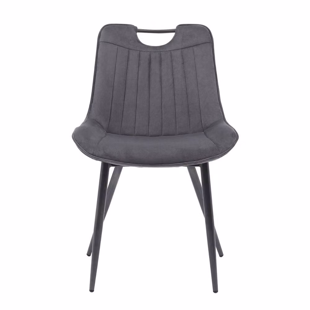 VOGREX Set of 2 Grey Velvet Bucket Dining Chairs with Modern Metal Legs – 2