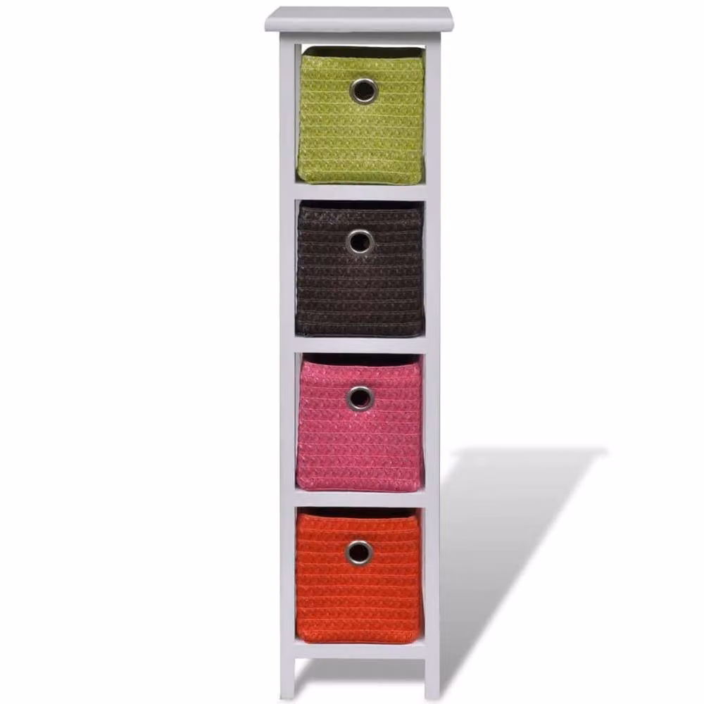 Berkfield Home Wall Mounted Paulownia Wood Storage Rack with Multi-colour Baskets in White – 2