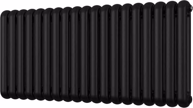 Sherwood Black Round Top 2 Column Column Radiator, H: 134 cm, W: 60 cm, D: 5 cm