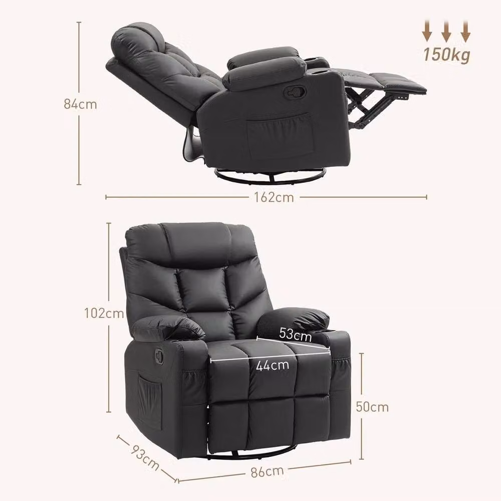 FORGEVIO Manual Recliner Chair with Footrest in Black – 3