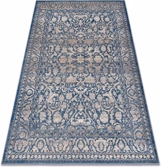 RugsX Vintage Wool Rectangular Rug in Beige and Blue, W: 80 cm, L: 150 cm