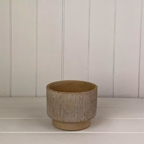 Gift Company Beige Round Rustic Pebble Stone Tabletop Planter, W: 13.5 cm, D: 10 cm