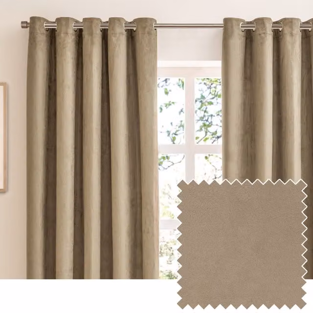 Furn Verso Blackout Eyelet Curtain Pair in Brown, W/D/H: 183 x 168 cm – 3