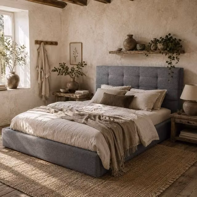 Wyld Haus Sutto Double Ottoman Bed with Gas Lift Storage, Grey, W/D/H: 140 x 200 x 106 cm