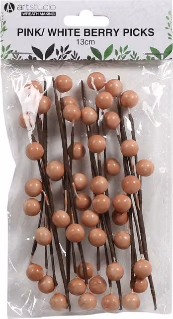 Art Studio Pink or White Floral Berry Picks in Plastic, 20 Pieces