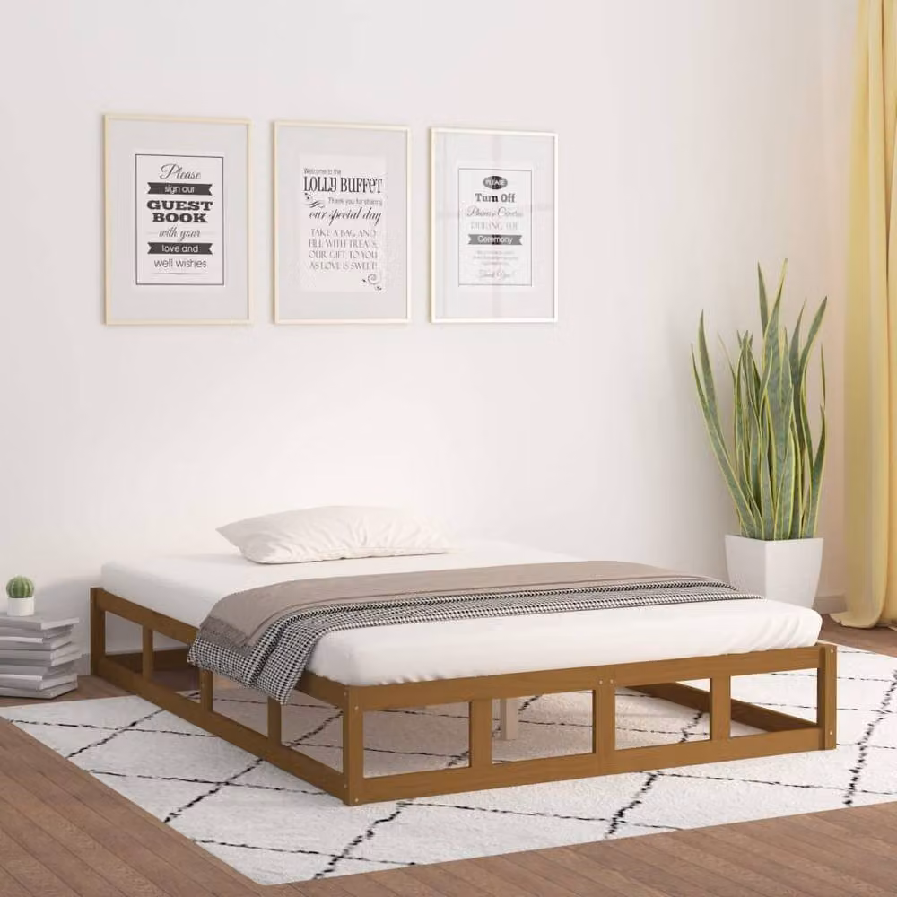 Berkfield Home Beautiful King Size Bed Frame in Brown Solid Pine Wood, W: 150 cm, L: 200 cm – 2