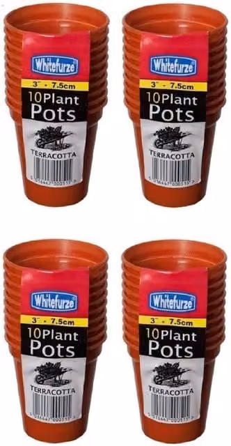 Whitefurze 10 Plastic Seed Pots in Terracotta Colour, Diameter: 7.5 cm