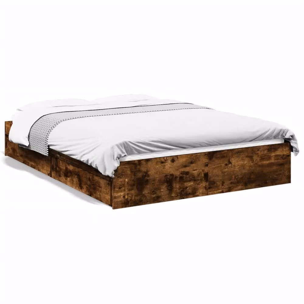 Berkfield Home Modern Bed Frame with Drawers in Smoked Oak Brown, W: 140 cm, D: 200 cm, H: 203 cm – 3