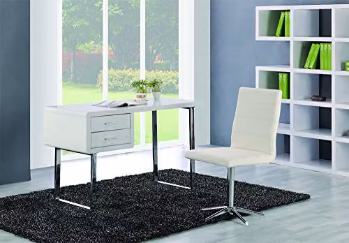 Centurion Supports HARMONIA Gloss White 2-Drawer Contemporary Computer Desk with Chrome Legs W/D/H: 120 x 50 x 75.8 cm – 2