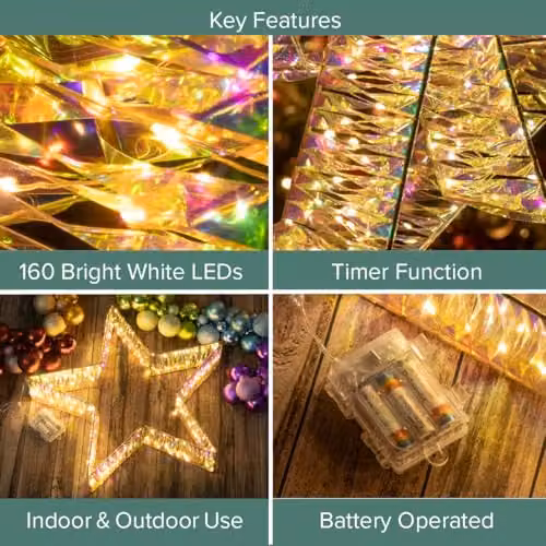 The Christmas Workshop Iridescent Light-Up Metal Star with 160 White LEDs, Diameter: 65 cm – 2