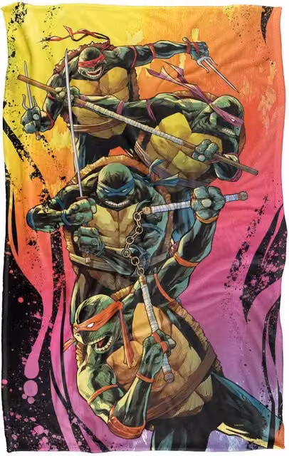 LOGOVISION Nickelodeon TMNT Gradient Group Splash Super Soft Silky Fleece Blanket, Multicolour, W: 91.44 cm x D: 91.44 cm x H: 91.44 cm – 5