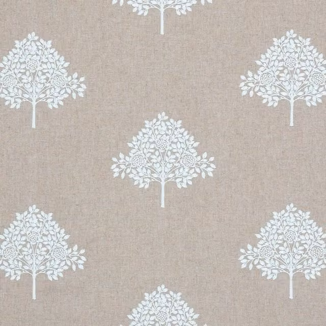 William Morris At Home Marigold Tree Embroidered Linen Fabric in Beige