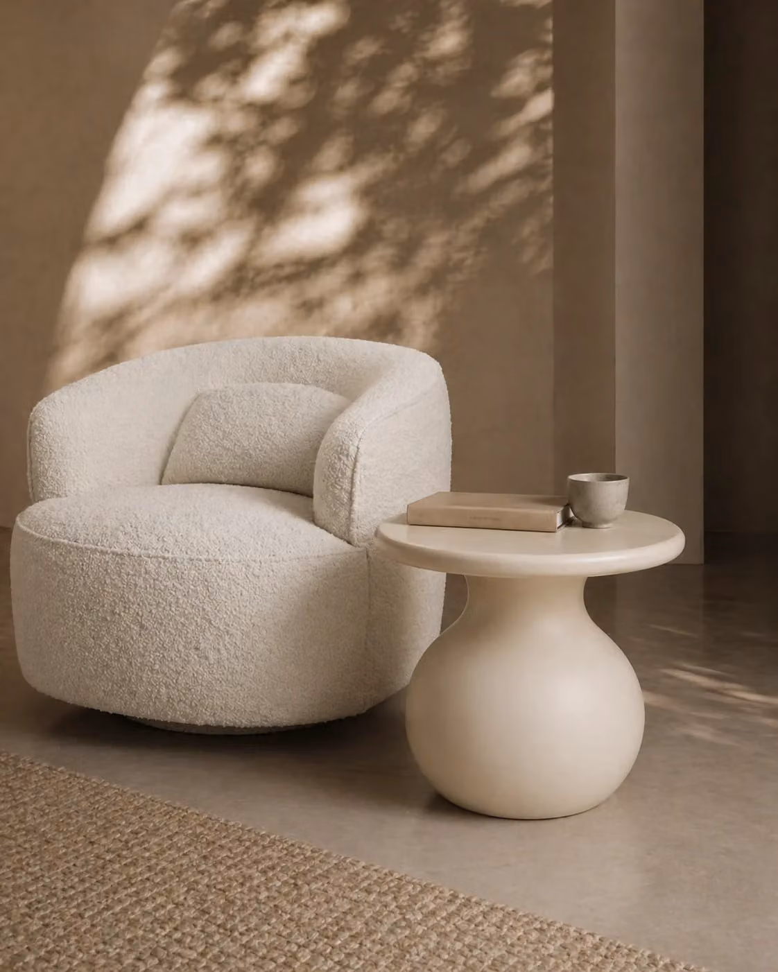 Tommy Franks Rolo Side Table in Matte Beige