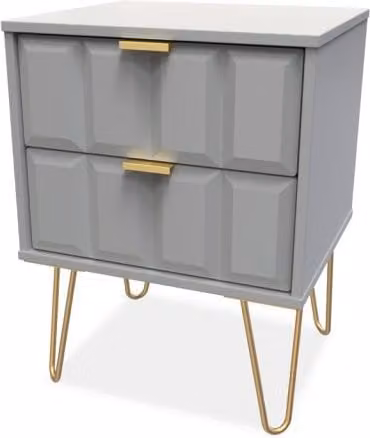 Welcome Furniture Welcome Cube 2 Drawer Bedside Table in Grey, Gold or White
