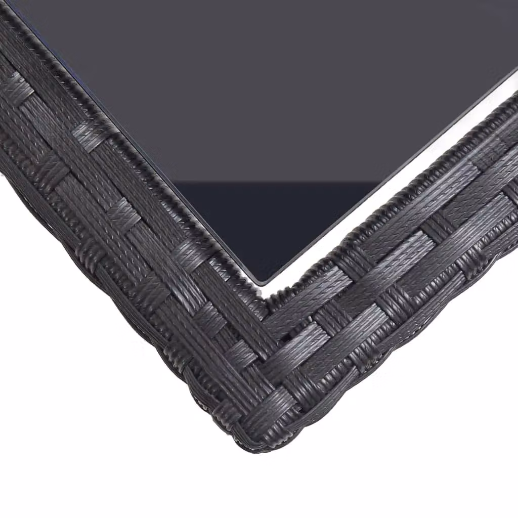 Berkfield Home Modern Garden Table in Black Glass and Poly Rattan, W/D/H: 110 x 53 x 72 cm – 4