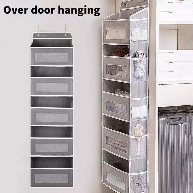 EONLION Grey Over-the-Door Organizer with 5 Pockets, W: 50 cm x H: 50 cm – 1