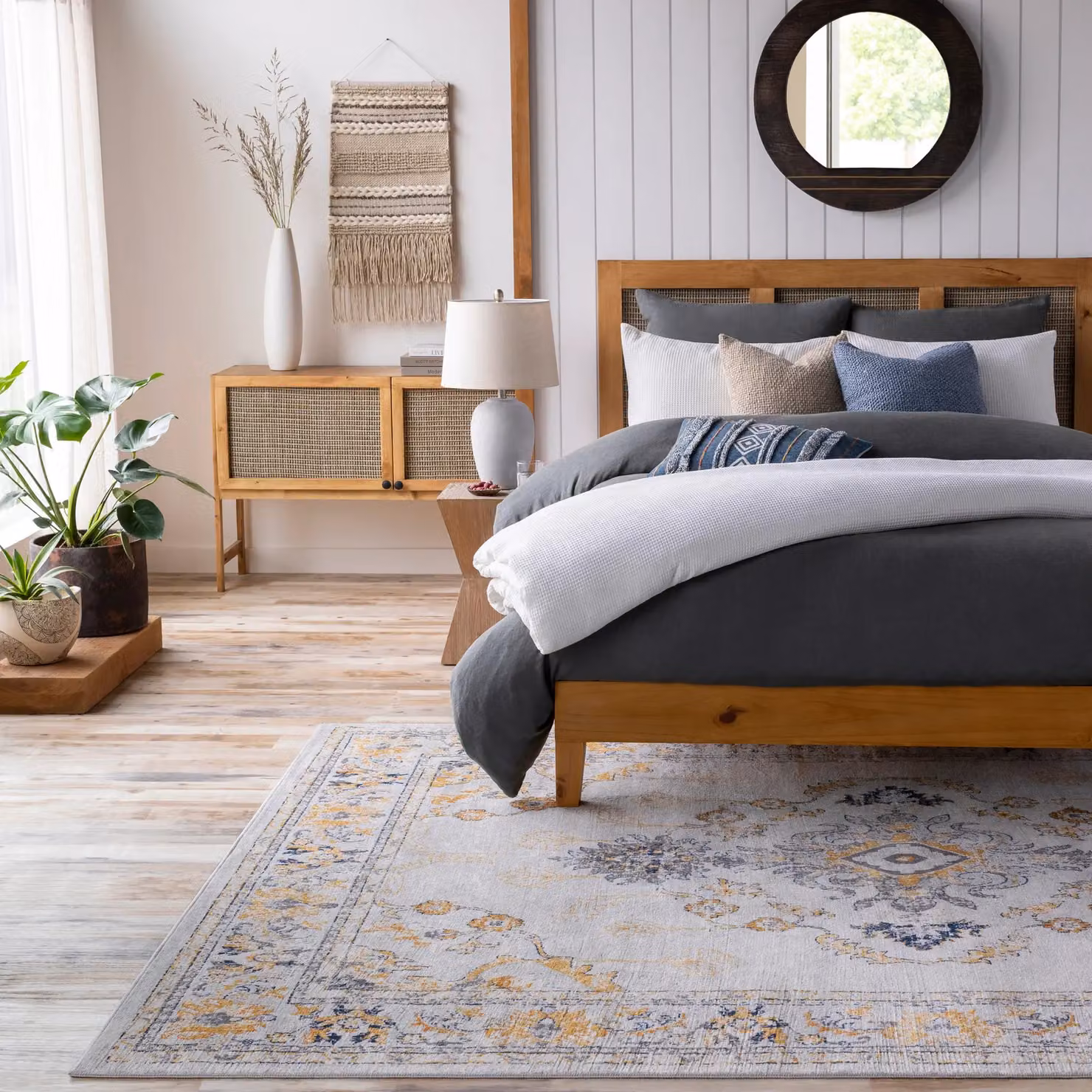 Livabliss Floransa Vintage Boho Living Room Rug in Beige, Grey, Blue and Yellow, W: 80 cm, L: 220 cm – 3