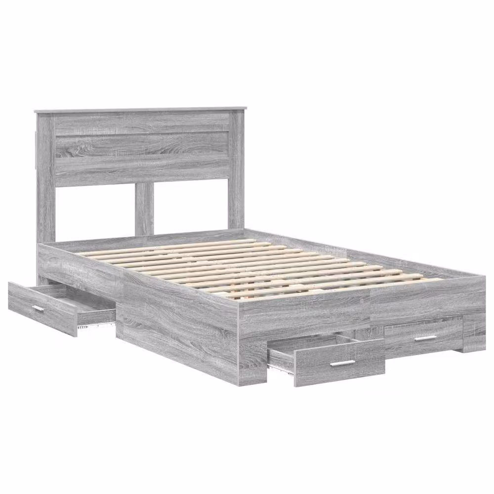 Berkfield Home Modern Bed Frame with Drawers in Grey Sonoma, Engineered Wood, W: 135 cm, L: 190 cm – 2