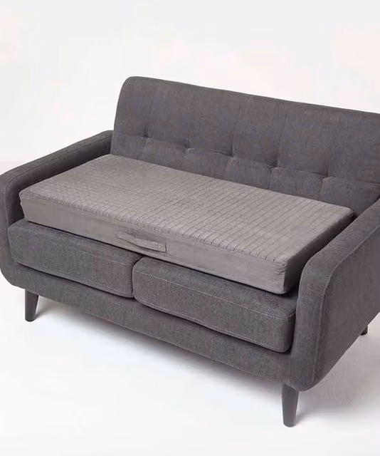 Homescapes Grey Suede Orthopaedic Foam 2 Seater Booster Cushion with Removable Machine Washable Cover – 1