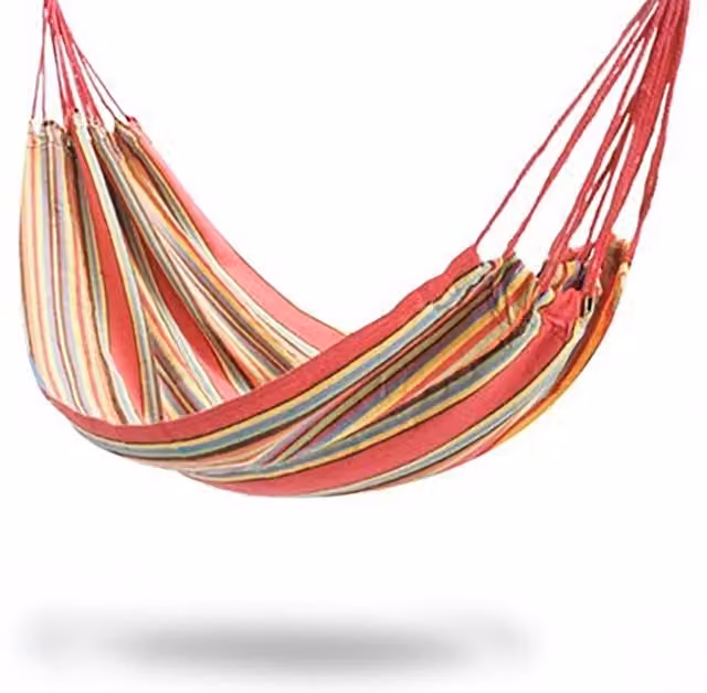 Primrose Single Outdoor Garden Hammock in Red Multicolour Striped Fabric