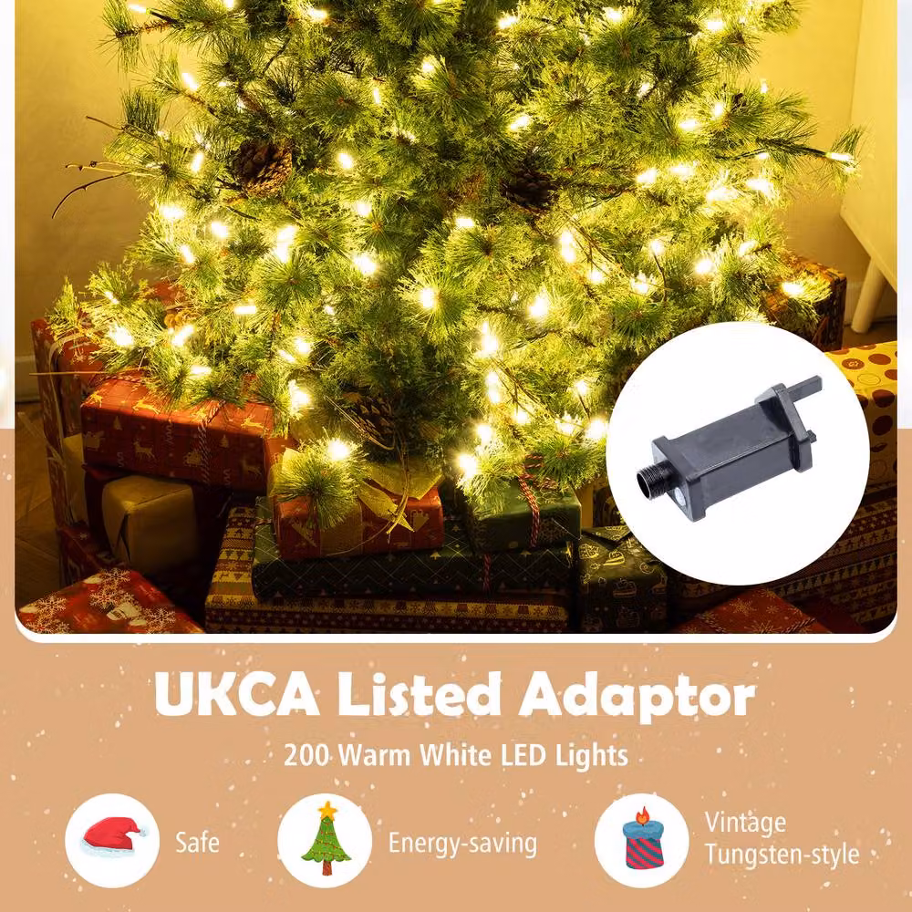 Gymax Pre-Lit Artificial Christmas Tree with 370 Branch Tips, Green, Height: 180 cm – 5