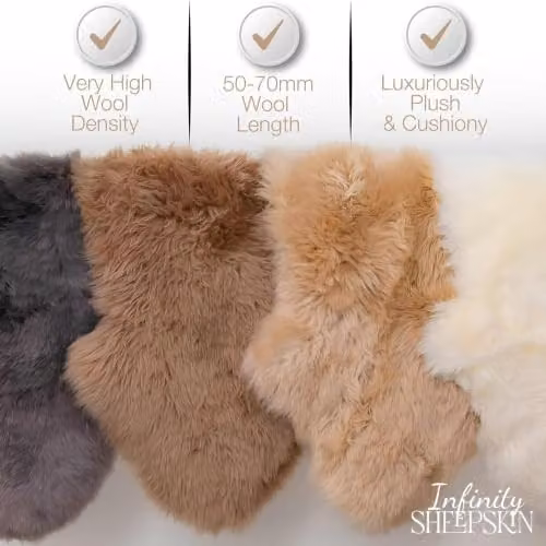 Infinity Leather Luxury Genuine Sheepskin Rug in Red, W/D/H: 90 x 60 x 1 cm – 7
