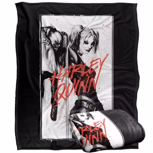 LOGOVISION Batman Inked Quinn Super Soft Silky Touch Fleece Throw Blanket, Multicolour, W: 127 cm x L: 152.4 cm