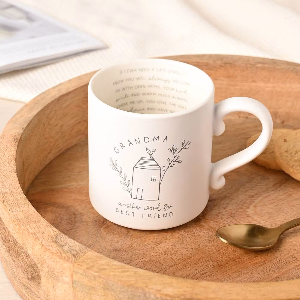 Moments White Ceramic Floral Mug with Grandma Inside Words for Women – 2