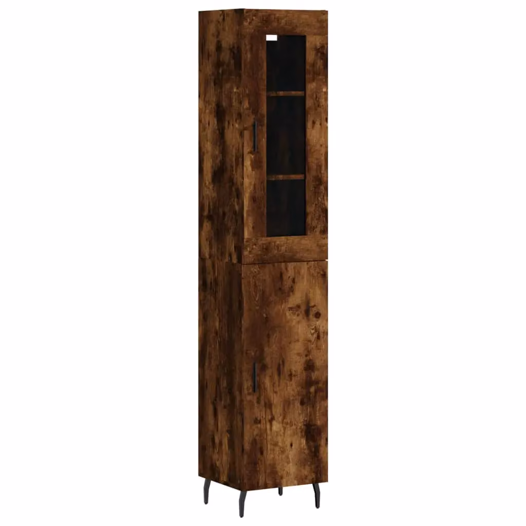 Berkfield Home Smoked Oak Highboard in Brown, W/D/H: 34.5 x 34 x 180 cm – 2