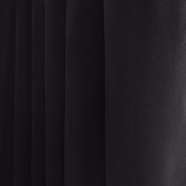 OHS Plain Black and Cream Velvet Eyelet Curtains