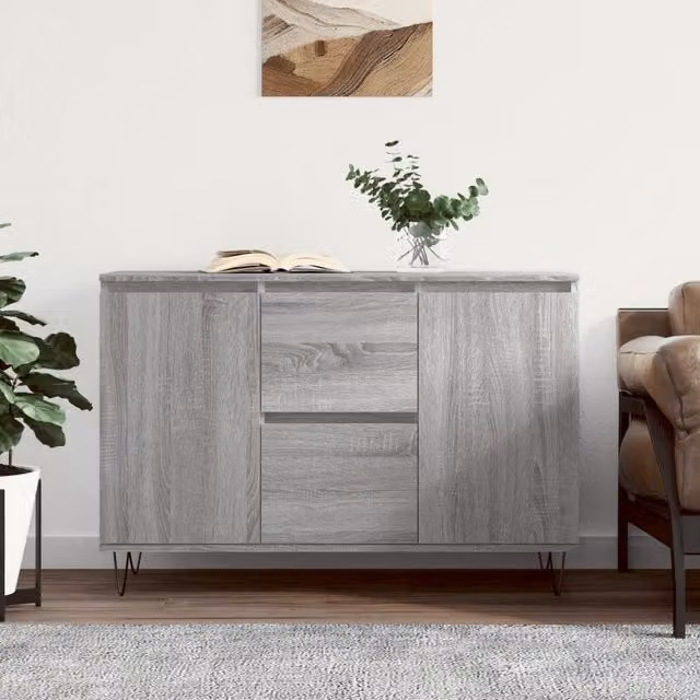 Berkfield Home Grey Sonoma Sideboard in Engineered Wood, W/D/H: 104 x 35 x 70 cm