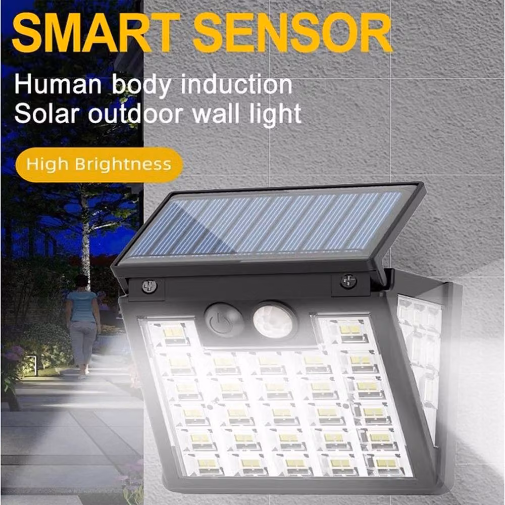 SPETLEK 72-Piece Solar Powered LED Security Wall Lights with PIR Motion Sensor in Black – 3