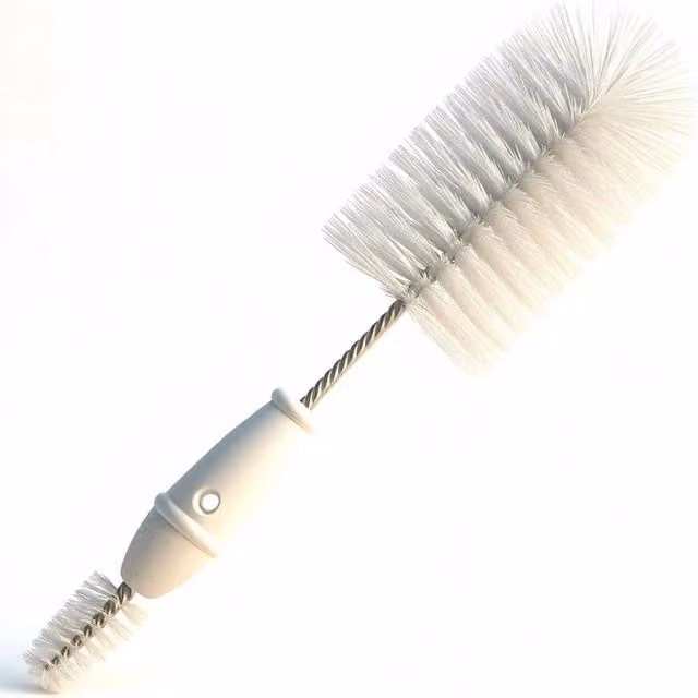NESTLUNE 2 In 1 Bottle and Teat Brush with Soft Nylon Bristles in White, H 100 cm x W 15 cm