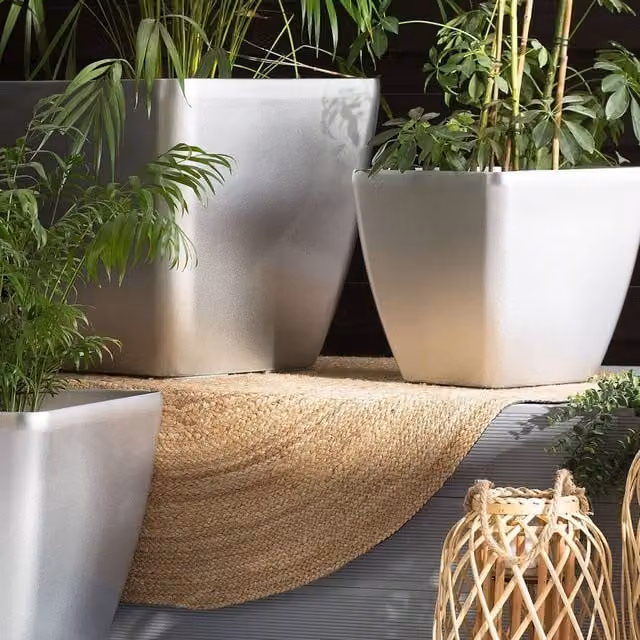 Wyld and Coco Silver Fibre Clay Square Planter Pot, W/D/H: 35.0 x 34.0 x 34.0 cm – 1
