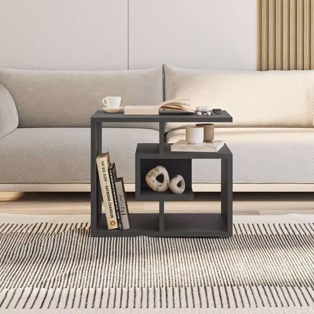 Decortie Labirent Modern Square Coffee Table in Dark Grey W/D/H: 45 x 45 x 45 cm – 1