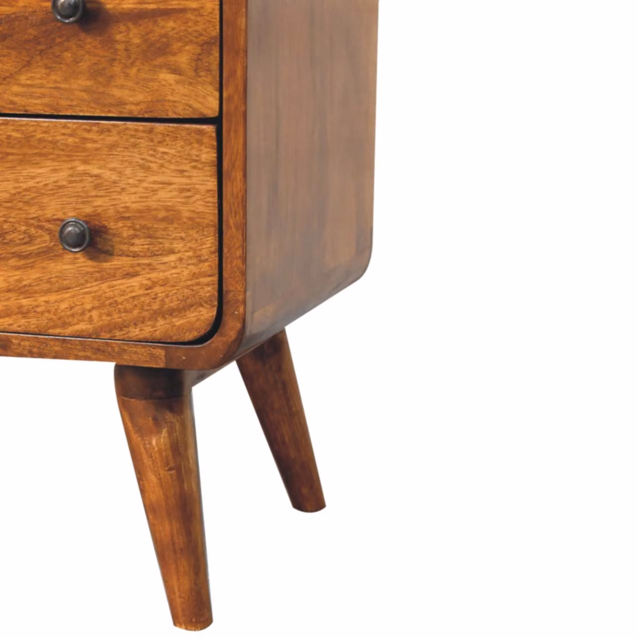 Aosom UK Solid Mango Wood Bedside Table with 2 Drawers and Open Shelf, Brown, D: 35 cm, W: 70 cm, H: 70 cm – 4