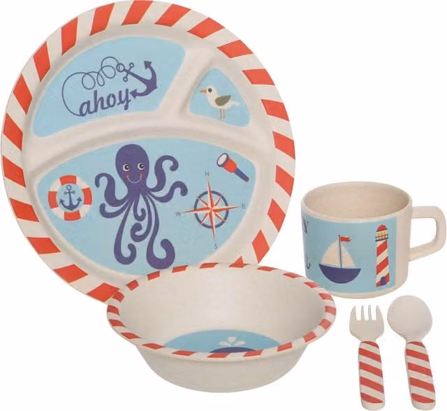 Orsina Eden 5 Piece Pirate Bamboo Kids Dinner Set in Multicolour