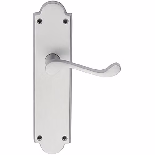 Loops Pair Victorian Scroll Handle on Latch Backplate, Chrome, W: 20.5 cm, H: 4.9 cm