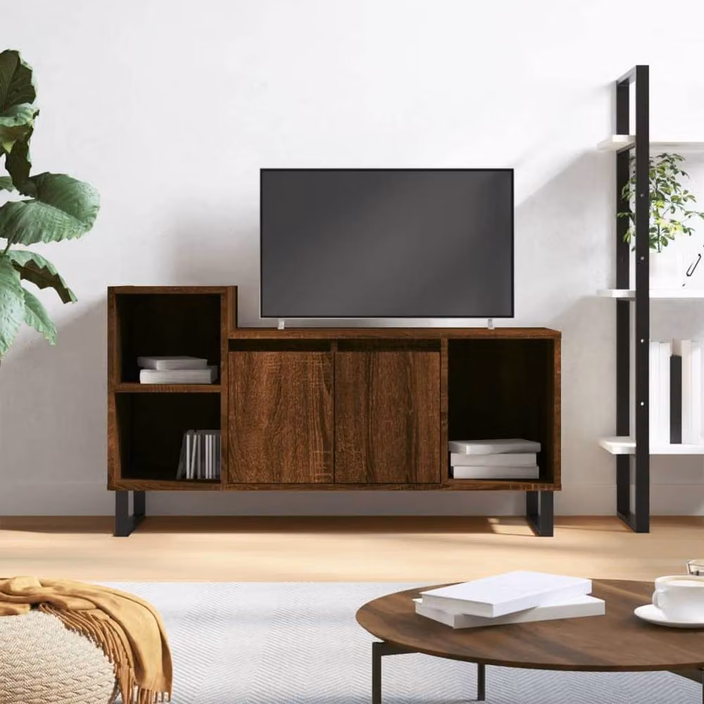 Berkfield Home Modern TV Cabinet in Brown Oak, W/D/H: 100 x 35 x 55 cm – 2