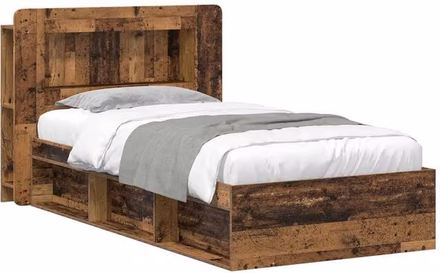 Berkfield Home Bed Frame with Storage in Old Wood Brown, W: 80 cm, L: 200 cm – 1