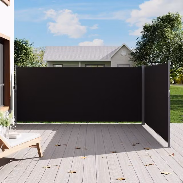 Breeins Grey Outdoor Retractable Privacy Side Awning with Manual Pull