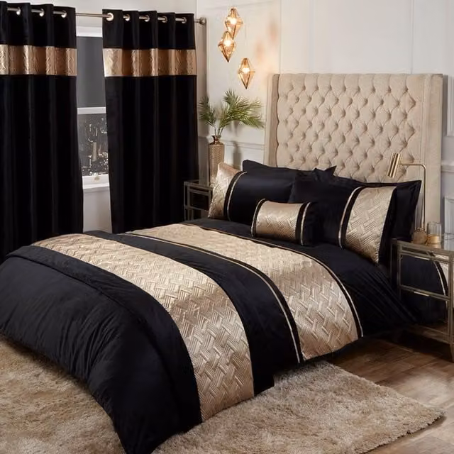 Rapport Home Capri Quilted Polyester Runner in Gold and Black, W: 60 cm, D: 240 cm