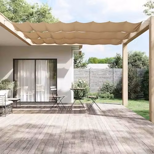 vidaXL Vertical Awning in Taupe Beige Oxford Polyester Fabric, W: 60 cm, L: 1200 cm – 2