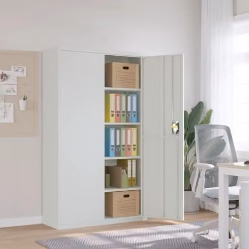 vidaXL Metal File Cabinet in Light Grey, W: 105 cm, D: 40 cm, H: 180 cm – 1