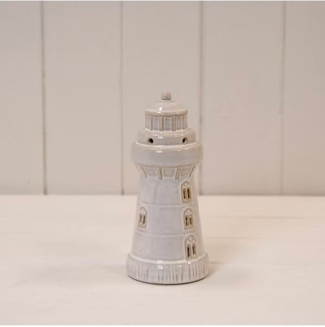 KDMD White Ceramic Maritime Lighthouse Tabletop Ornament