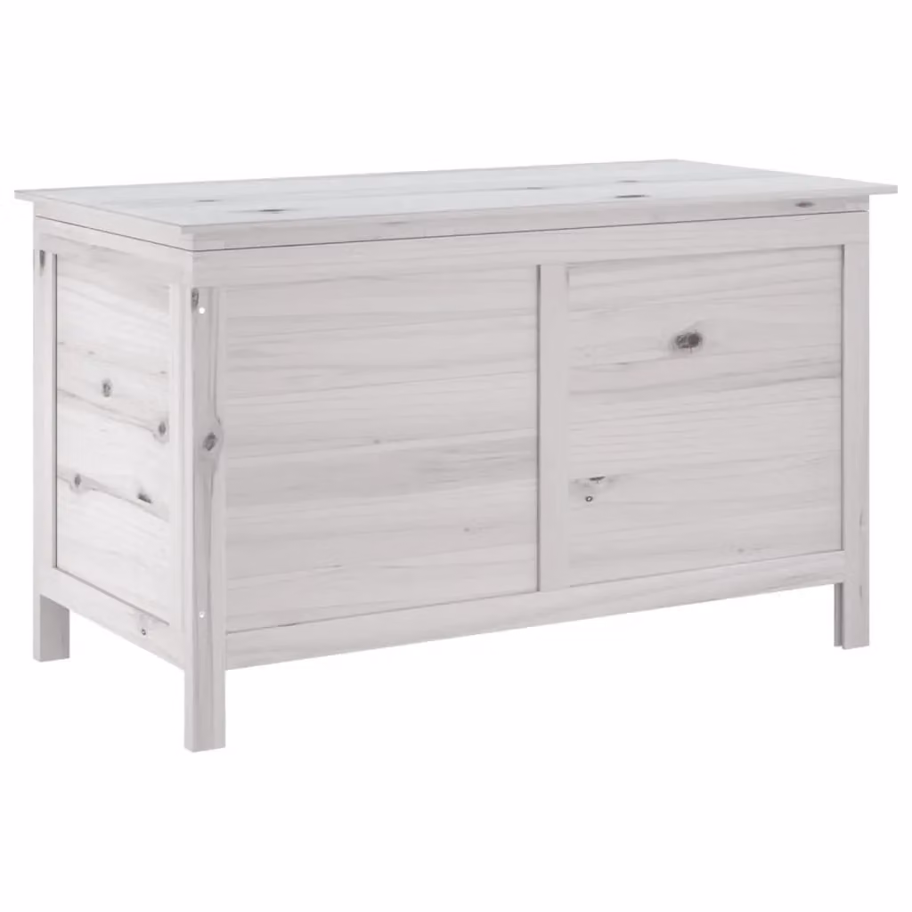 Berkfield Home Garden Storage Box in White Solid Wood Fir, W/D/H: 99 x 49.5 x 58.5 cm – 2